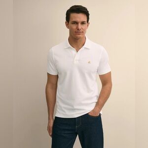 Brooks Brothers White Polo Shirt with Gold Logo